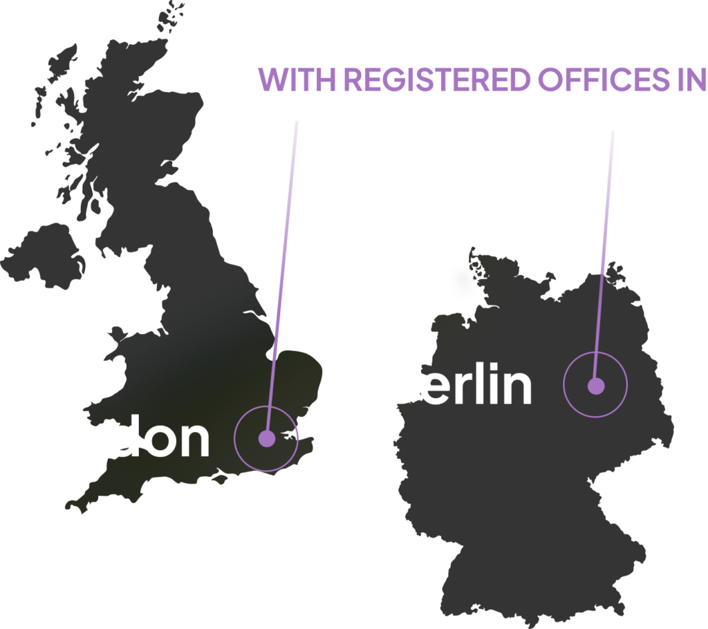 Map showing registered office locations in London and Berlin.